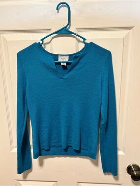 LOFT Cashmere Wool Medium Teal Sweater W